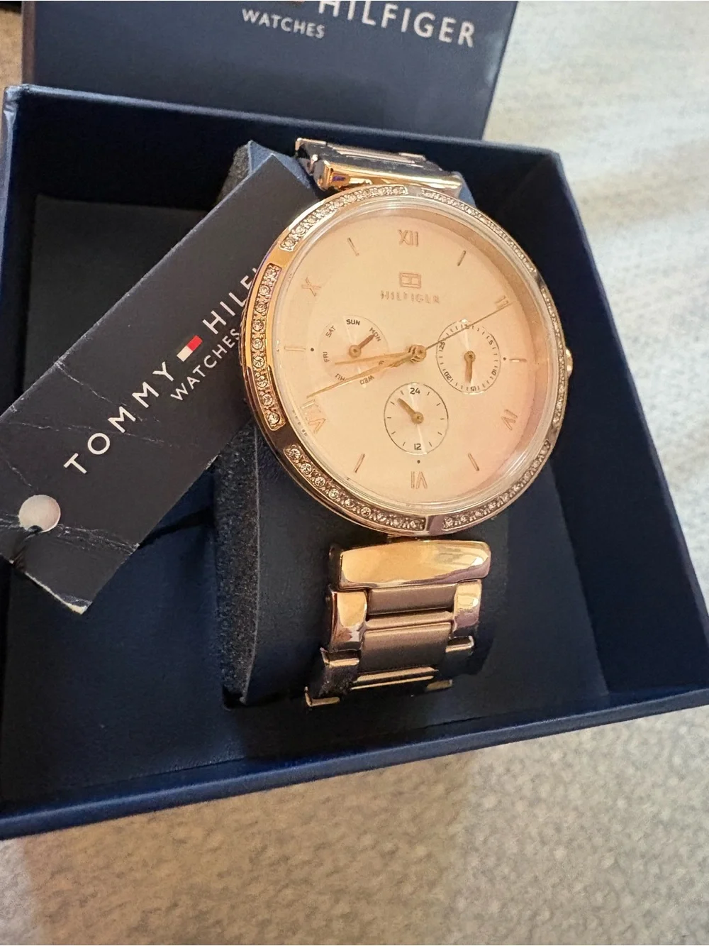 Tommy Hilfiger Rose Gold Crystal Bezel Bracelet Watch